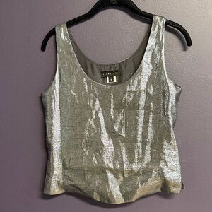 Ilana Kohn Silk cropped Metallic Scoop Tank